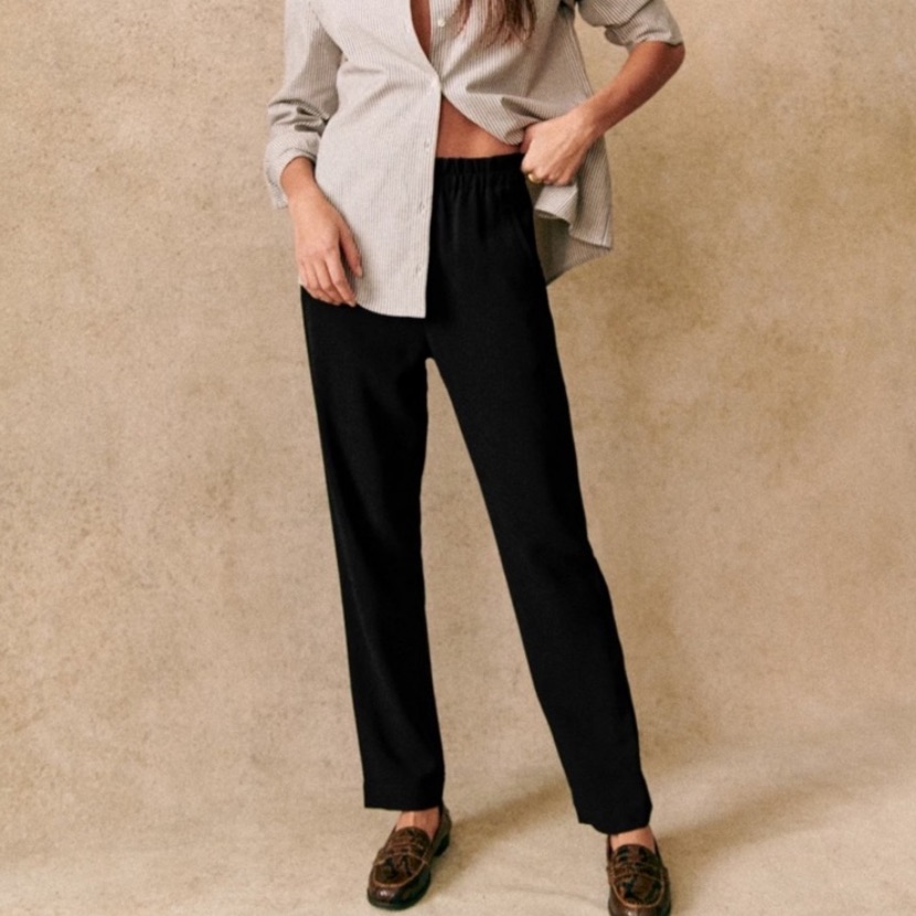 Nwt Sezane Ross Pants Black Pull On Trousers Size Us 4/Fr 36